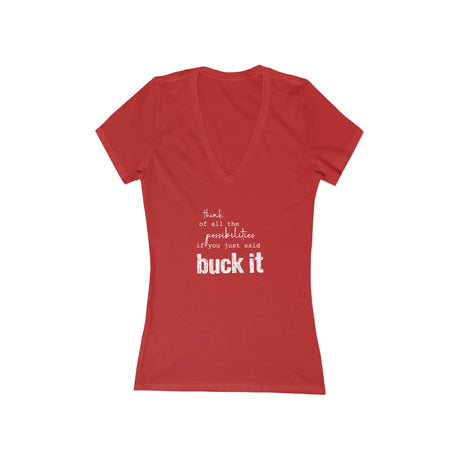 Women's Jersey Short Sleeve Deep V-Neck Tee | buck it