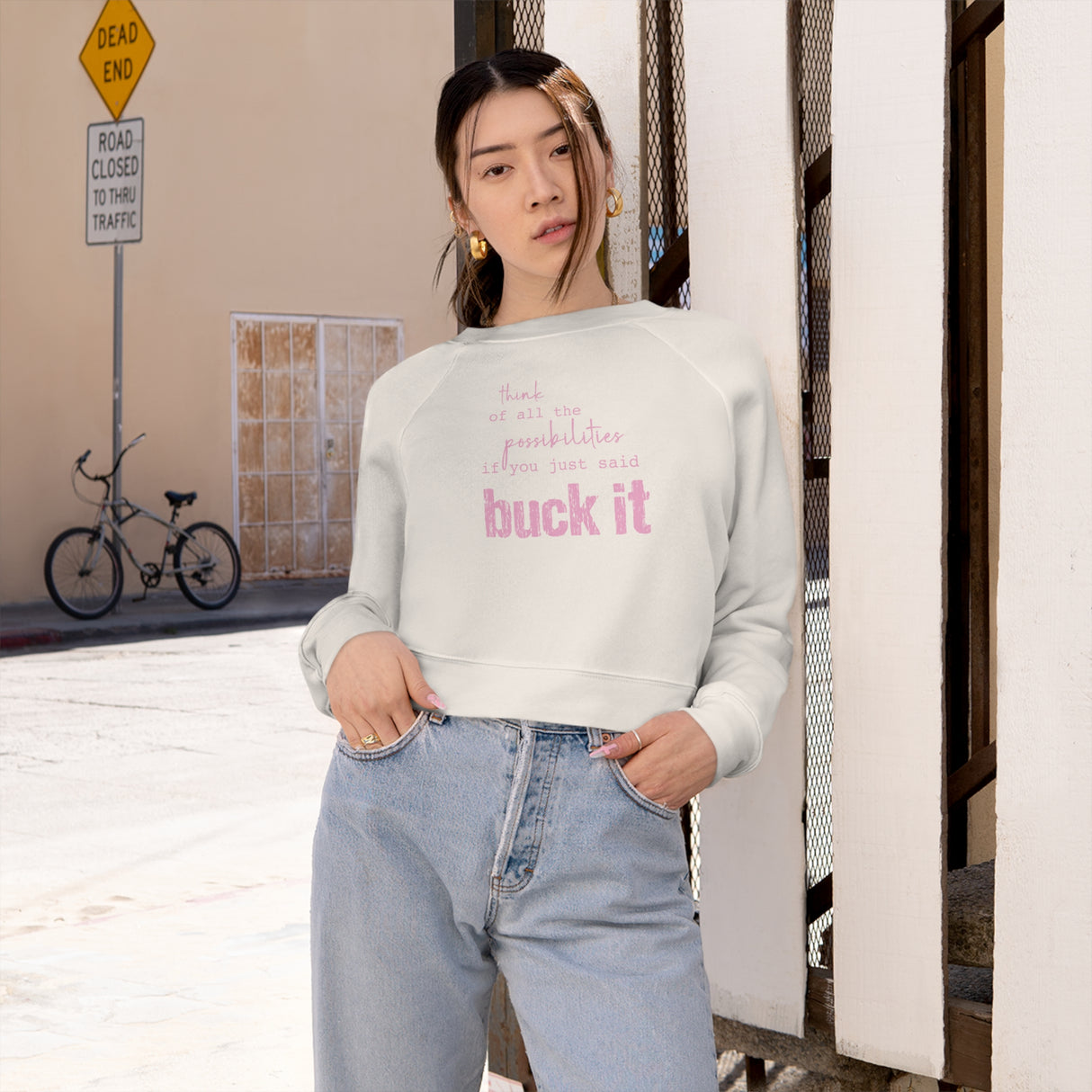 Women's Cropped Fleece Pullover | buck it